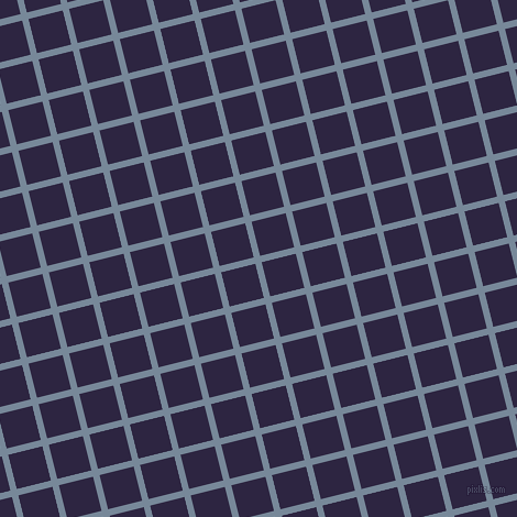 14/104 degree angle diagonal checkered chequered lines, 6 pixel lines width, 32 pixel square size, Light Slate Grey and Tolopea plaid checkered seamless tileable