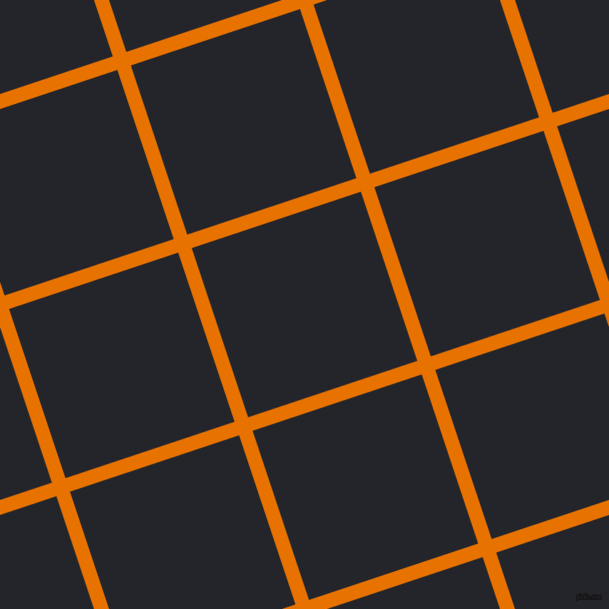 18/108 degree angle diagonal checkered chequered lines, 20 pixel lines width, 250 pixel square size, Mango Tango and Black Russian plaid checkered seamless tileable