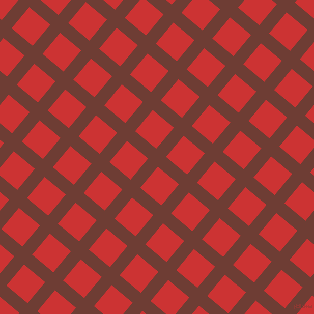 50/140 degree angle diagonal checkered chequered lines, 25 pixel line width, 54 pixel square size, Metallic Copper and Persian Red plaid checkered seamless tileable