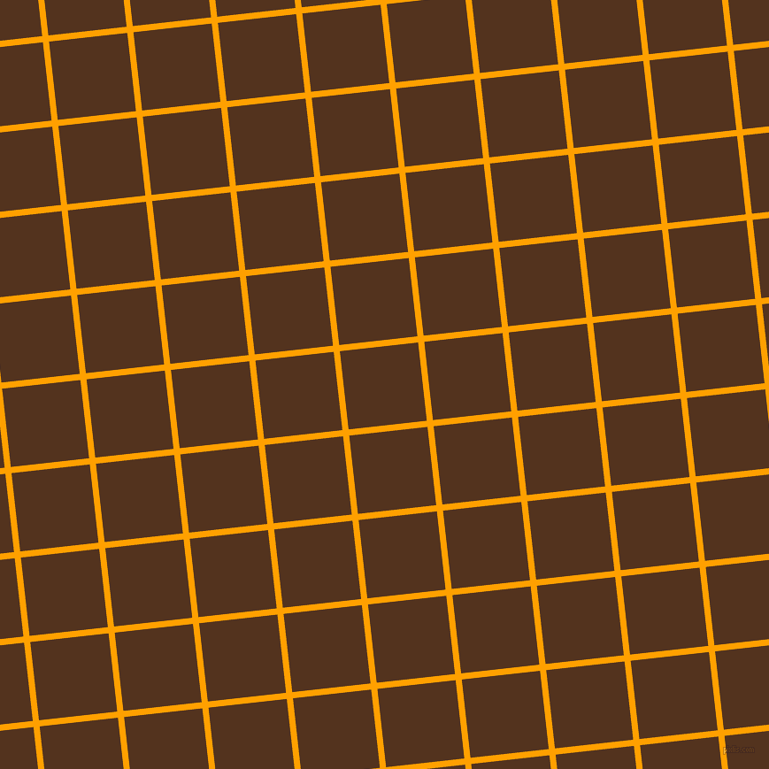 6/96 degree angle diagonal checkered chequered lines, 7 pixel lines width, 89 pixel square size, Orange Peel and Brown Bramble plaid checkered seamless tileable
