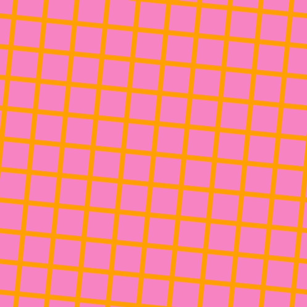 84/174 degree angle diagonal checkered chequered lines, 16 pixel lines width, 83 pixel square size, Orange Peel and Tea Rose plaid checkered seamless tileable