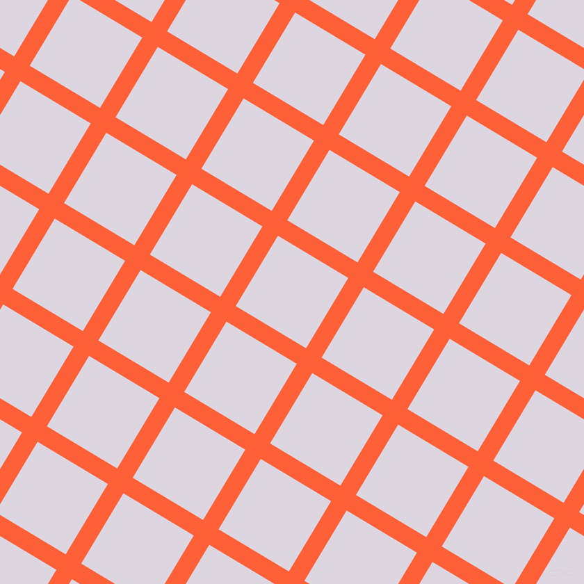 59/149 degree angle diagonal checkered chequered lines, 26 pixel lines width, 118 pixel square size, Outrageous Orange and Titan White plaid checkered seamless tileable