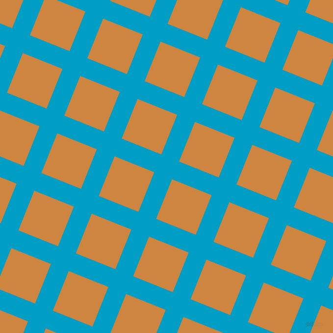 68/158 degree angle diagonal checkered chequered lines, 39 pixel lines width, 87 pixel square size, Pacific Blue and Peru plaid checkered seamless tileable