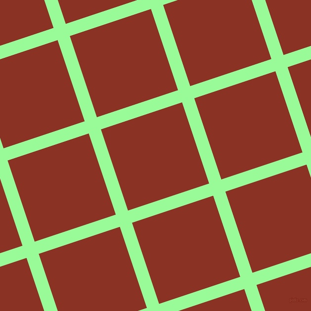 18/108 degree angle diagonal checkered chequered lines, 26 pixel line width, 173 pixel square size, Pale Green and Burnt Umber plaid checkered seamless tileable