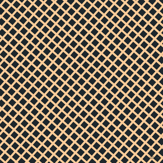 49/139 degree angle diagonal checkered chequered lines, 7 pixel line width, 19 pixel square size, Peach-Orange and Black Pearl plaid checkered seamless tileable