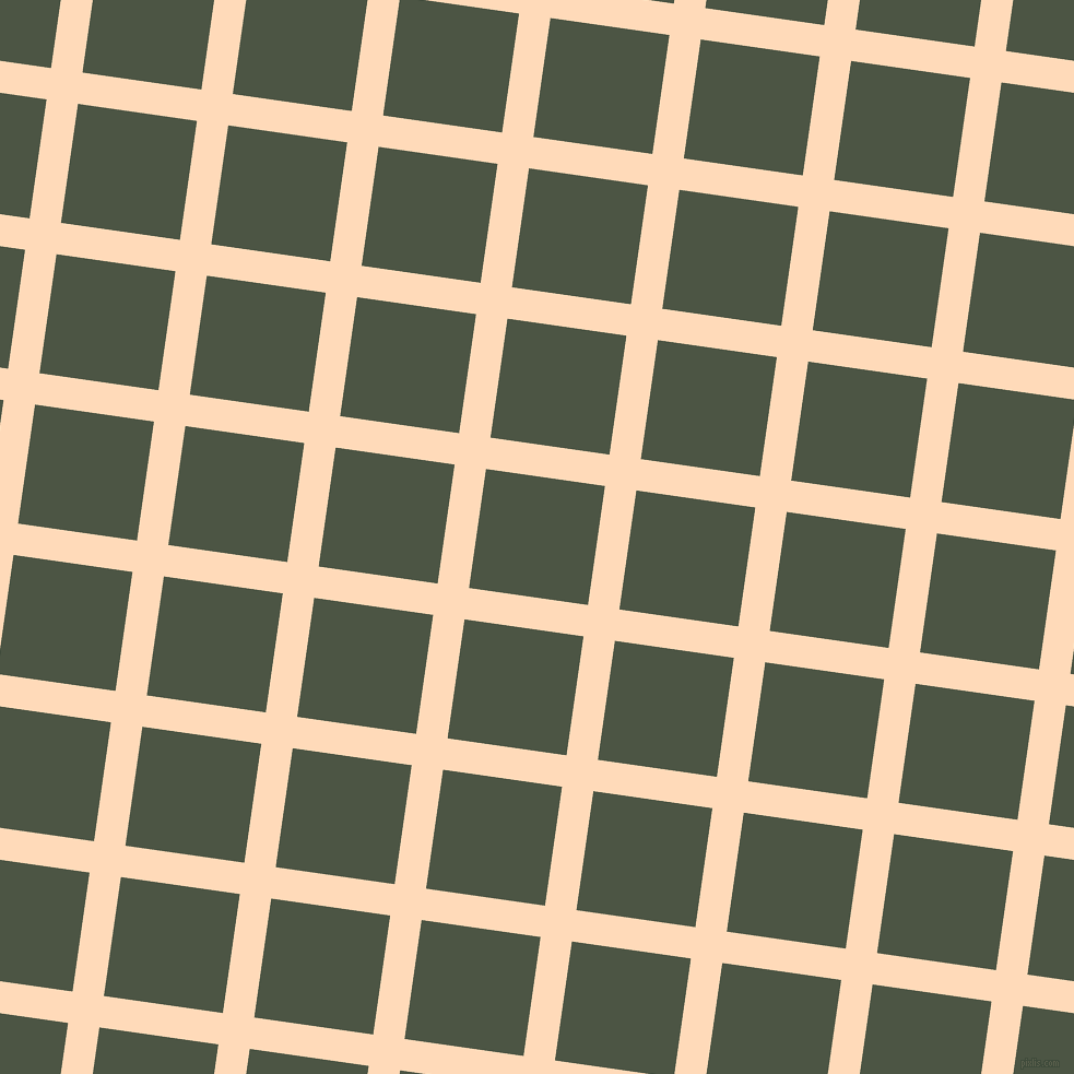 82/172 degree angle diagonal checkered chequered lines, 29 pixel lines width, 110 pixel square size, Peach Puff and Cabbage Pont plaid checkered seamless tileable