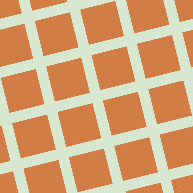 14/104 degree angle diagonal checkered chequered lines, 37 pixel line width, 125 pixel square size, Peppermint and Raw Sienna plaid checkered seamless tileable
