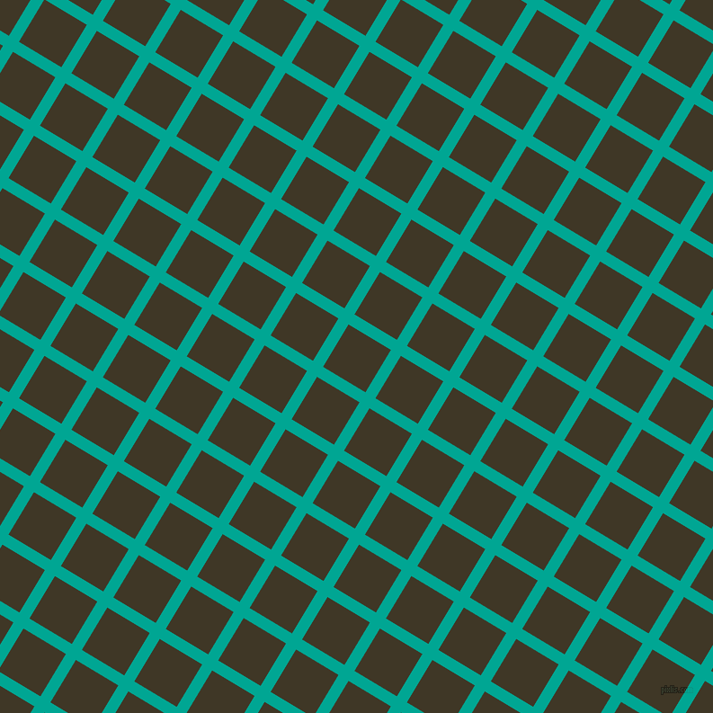 59/149 degree angle diagonal checkered chequered lines, 13 pixel lines width, 55 pixel square size, Persian Green and Birch plaid checkered seamless tileable