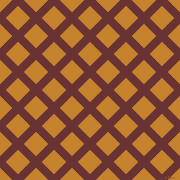 45/135 degree angle diagonal checkered chequered lines, 27 pixel line width, 56 pixel square sizePersian Plum and Geebung plaid checkered seamless tileable
