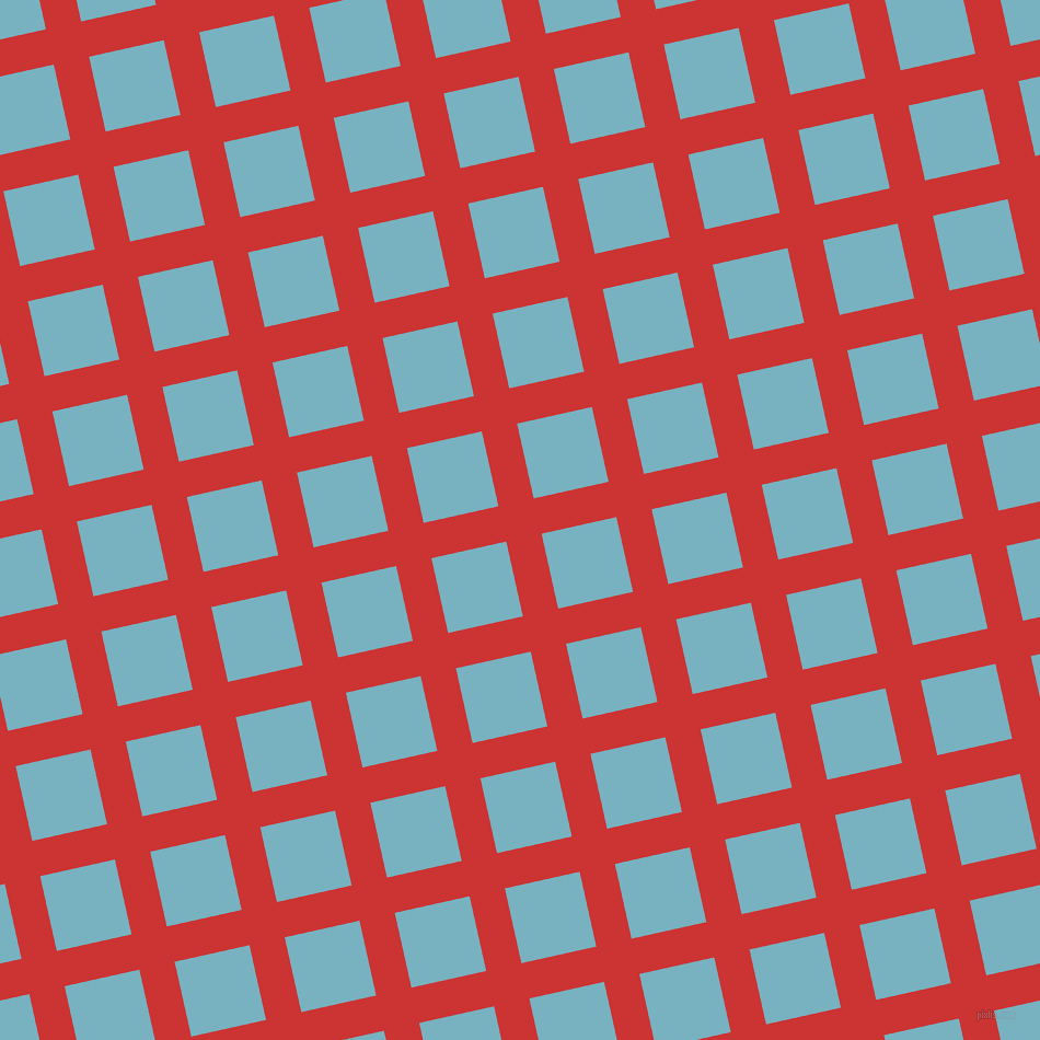 13/103 degree angle diagonal checkered chequered lines, 33 pixel line width, 70 pixel square size, Persian Red and Glacier plaid checkered seamless tileable
