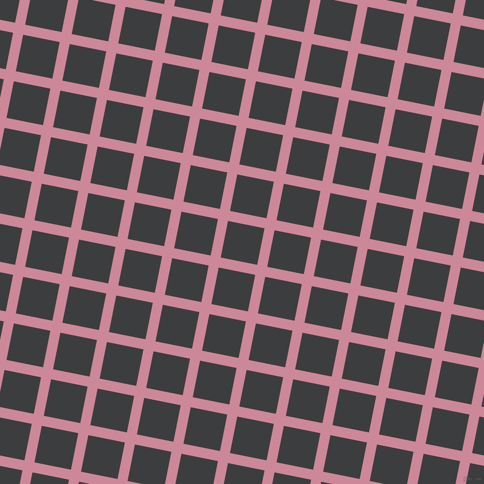 79/169 degree angle diagonal checkered chequered lines, 20 pixel line width, 73 pixel square size, Puce and Baltic Sea plaid checkered seamless tileable