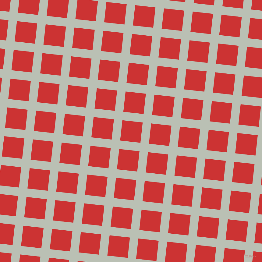 84/174 degree angle diagonal checkered chequered lines, 28 pixel line width, 67 pixel square size, Pumice and Persian Red plaid checkered seamless tileable