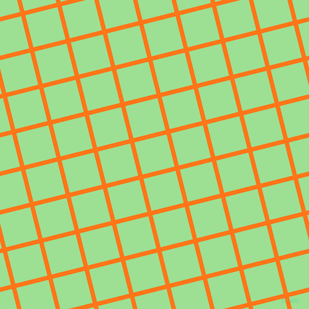 14/104 degree angle diagonal checkered chequered lines, 9 pixel line width, 68 pixel square size, Pumpkin and Granny Smith Apple plaid checkered seamless tileable