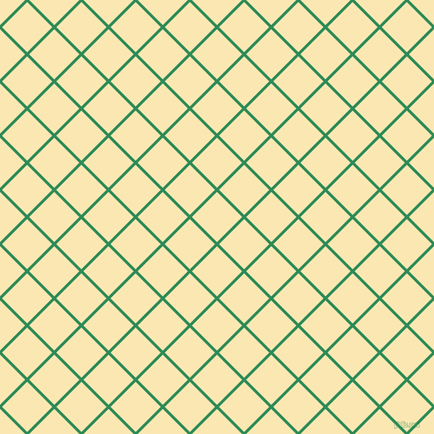 45/135 degree angle diagonal checkered chequered lines, 4 pixel line width, 50 pixel square size, Sea Green and Banana Mania plaid checkered seamless tileable