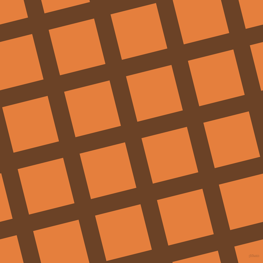 14/104 degree angle diagonal checkered chequered lines, 59 pixel line width, 163 pixel square size, Semi-Sweet Chocolate and Pizazz plaid checkered seamless tileable