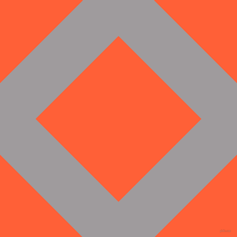 45/135 degree angle diagonal checkered chequered lines, 165 pixel line width, 384 pixel square size, Shady Lady and Outrageous Orange plaid checkered seamless tileable
