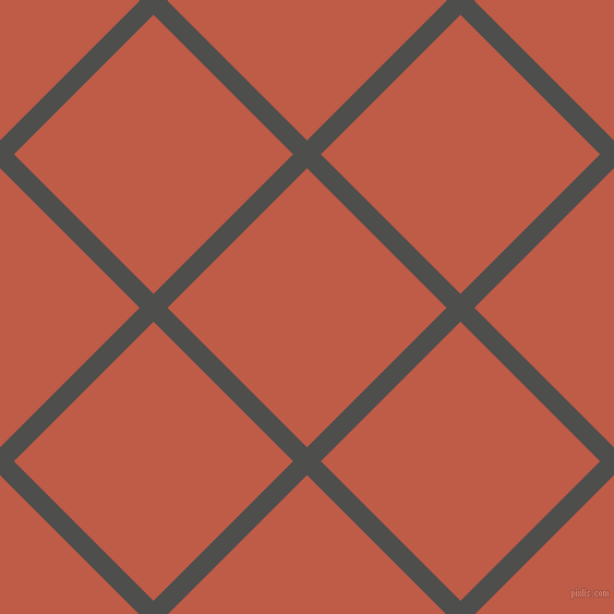 45/135 degree angle diagonal checkered chequered lines, 18 pixel line width, 181 pixel square size, Ship Grey and Flame Pea plaid checkered seamless tileable