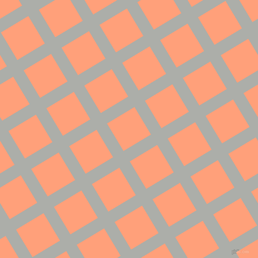 31/121 degree angle diagonal checkered chequered lines, 25 pixel lines width, 66 pixel square size, Silver Chalice and Light Salmon plaid checkered seamless tileable