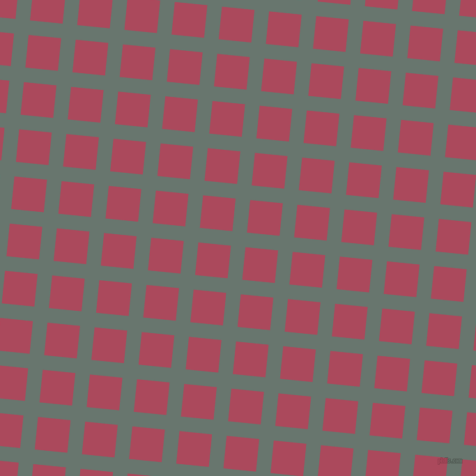 84/174 degree angle diagonal checkered chequered lines, 21 pixel line width, 47 pixel square size, Sirocco and Hippie Pink plaid checkered seamless tileable