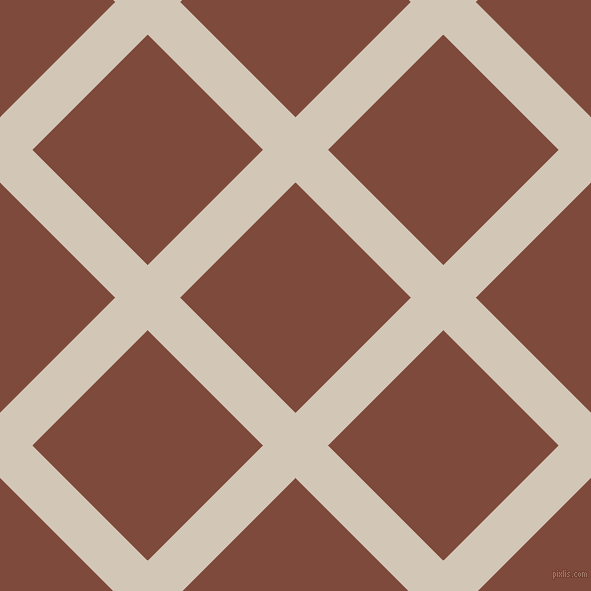 45/135 degree angle diagonal checkered chequered lines, 46 pixel line width, 163 pixel square size, Stark White and Nutmeg plaid checkered seamless tileable
