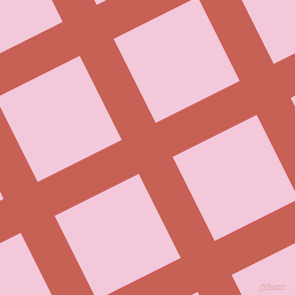 27/117 degree angle diagonal checkered chequered lines, 55 pixel lines width, 136 pixel square size, Sunglo and Classic Rose plaid checkered seamless tileable