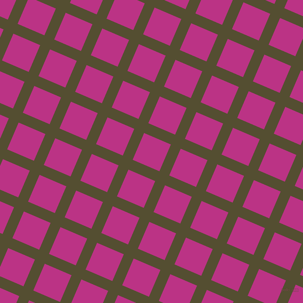 67/157 degree angle diagonal checkered chequered lines, 22 pixel line width, 60 pixel square size, Thatch Green and Red Violet plaid checkered seamless tileable