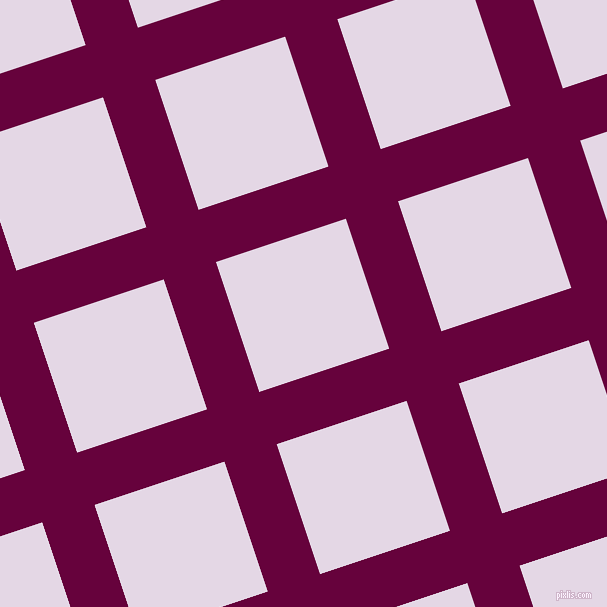 18/108 degree angle diagonal checkered chequered lines, 55 pixel line width, 137 pixel square size, Tyrian Purple and Snuff plaid checkered seamless tileable