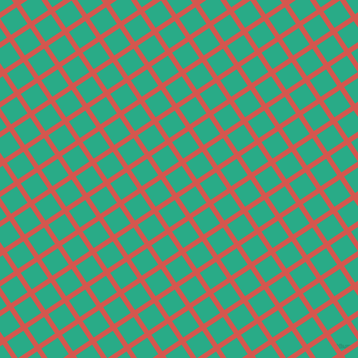 34/124 degree angle diagonal checkered chequered lines, 10 pixel lines width, 39 pixel square size, Valencia and Jungle Green plaid checkered seamless tileable