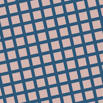 13/103 degree angle diagonal checkered chequered lines, 13 pixel lines width, 33 pixel square size, Venice Blue and Oyster Pink plaid checkered seamless tileable