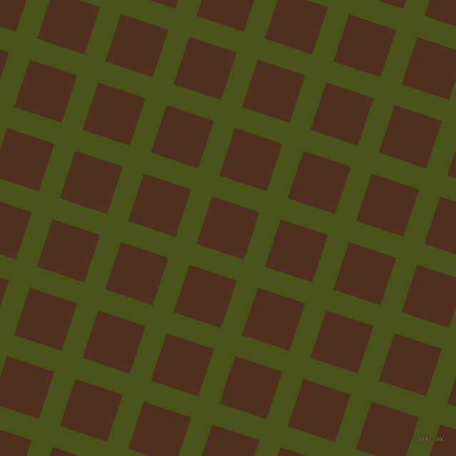 72/162 degree angle diagonal checkered chequered lines, 31 pixel lines width, 70 pixel square size, Verdun Green and Indian Tan plaid checkered seamless tileable
