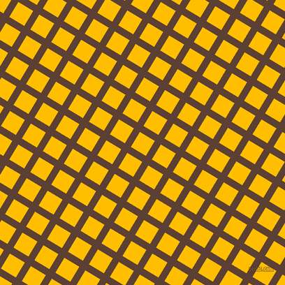 59/149 degree angle diagonal checkered chequered lines, 10 pixel lines width, 25 pixel square size, Very Dark Brown and Amber plaid checkered seamless tileable