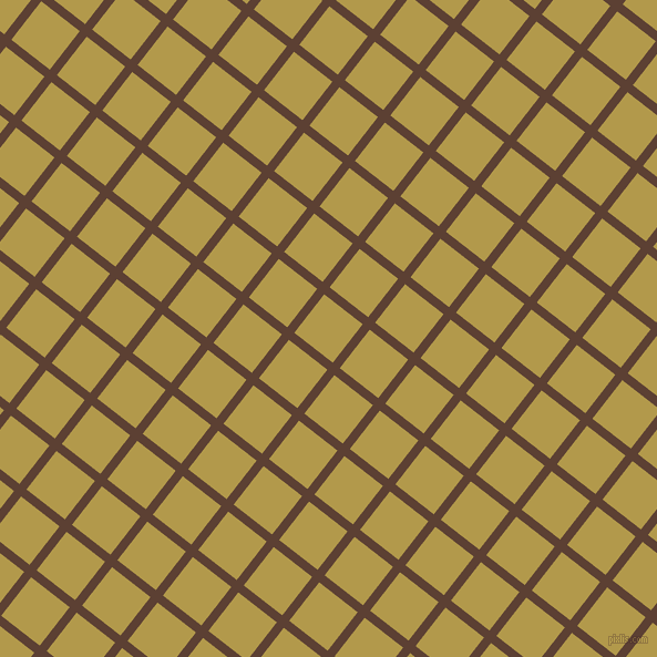 52/142 degree angle diagonal checkered chequered lines, 8 pixel line width, 44 pixel square size, Very Dark Brown and Husk plaid checkered seamless tileable