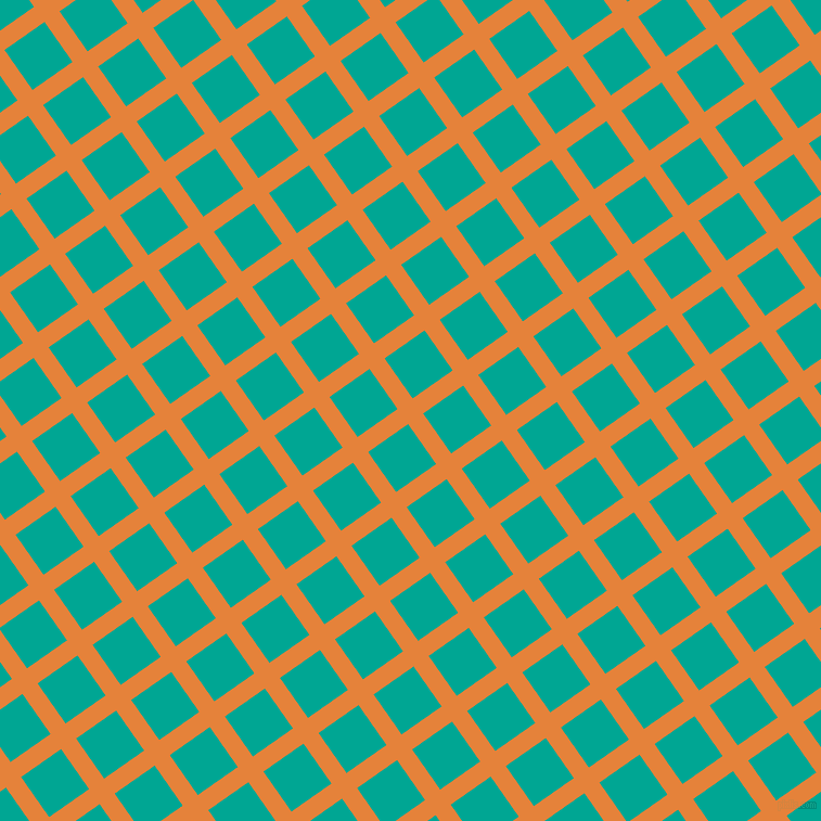 35/125 degree angle diagonal checkered chequered lines, 17 pixel lines width, 45 pixel square size, West Side and Persian Green plaid checkered seamless tileable