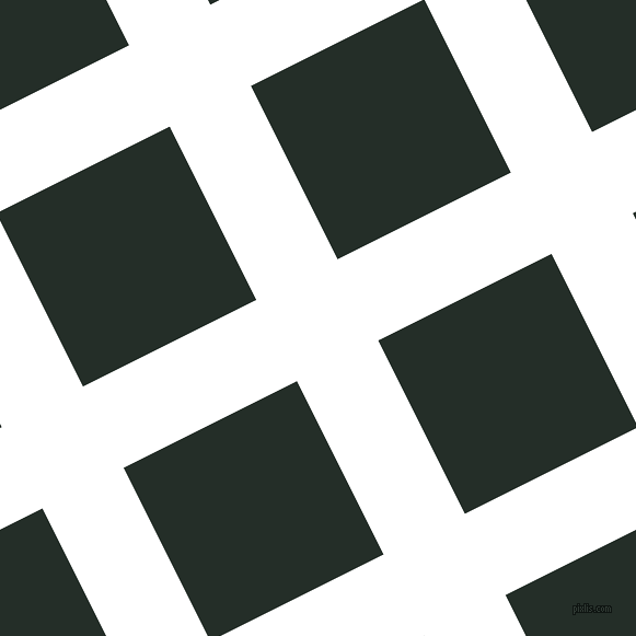 27/117 degree angle diagonal checkered chequered lines, 83 pixel line width, 177 pixel square size, White and Midnight Moss plaid checkered seamless tileable