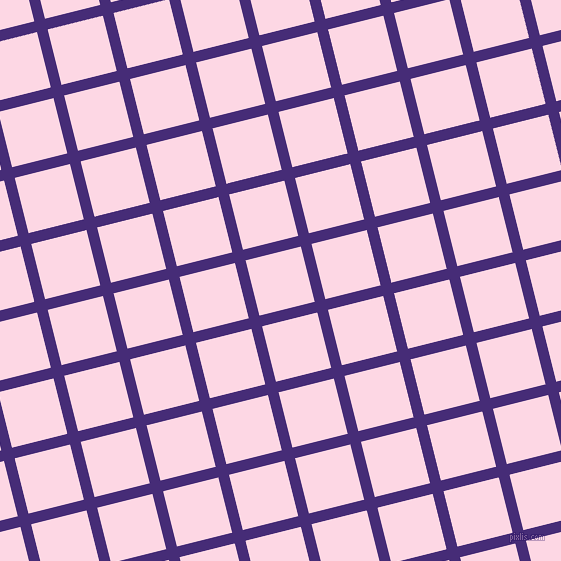 14/104 degree angle diagonal checkered chequered lines, 11 pixel line width, 57 pixel square size, Windsor and Pig Pink plaid checkered seamless tileable