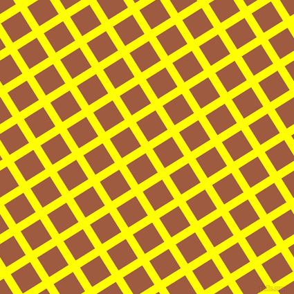32/122 degree angle diagonal checkered chequered lines, 12 pixel lines width, 33 pixel square size, Yellow and Sepia plaid checkered seamless tileable