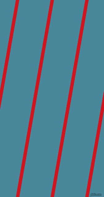 80 degree angle lines stripes, 11 pixel line width, 100 pixel line spacing, Fire Engine Red and Hippie Blue stripes and lines seamless tileable